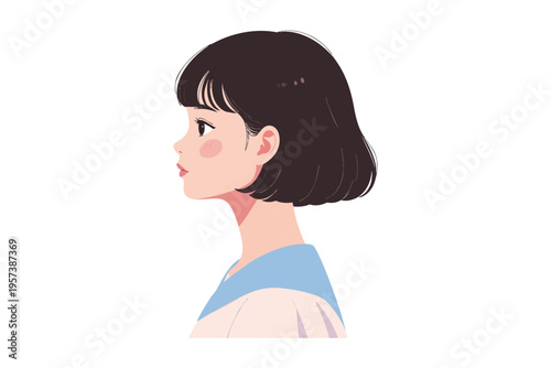 横顔の若い女性