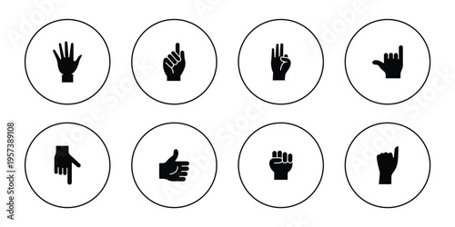 Hand Gesture Line Icon Set Touch, Swipe, Click, Tap and Finger Gestures Outline Vector Icons for Mobile UI, App Interface and Touchscreen Interaction . eps10