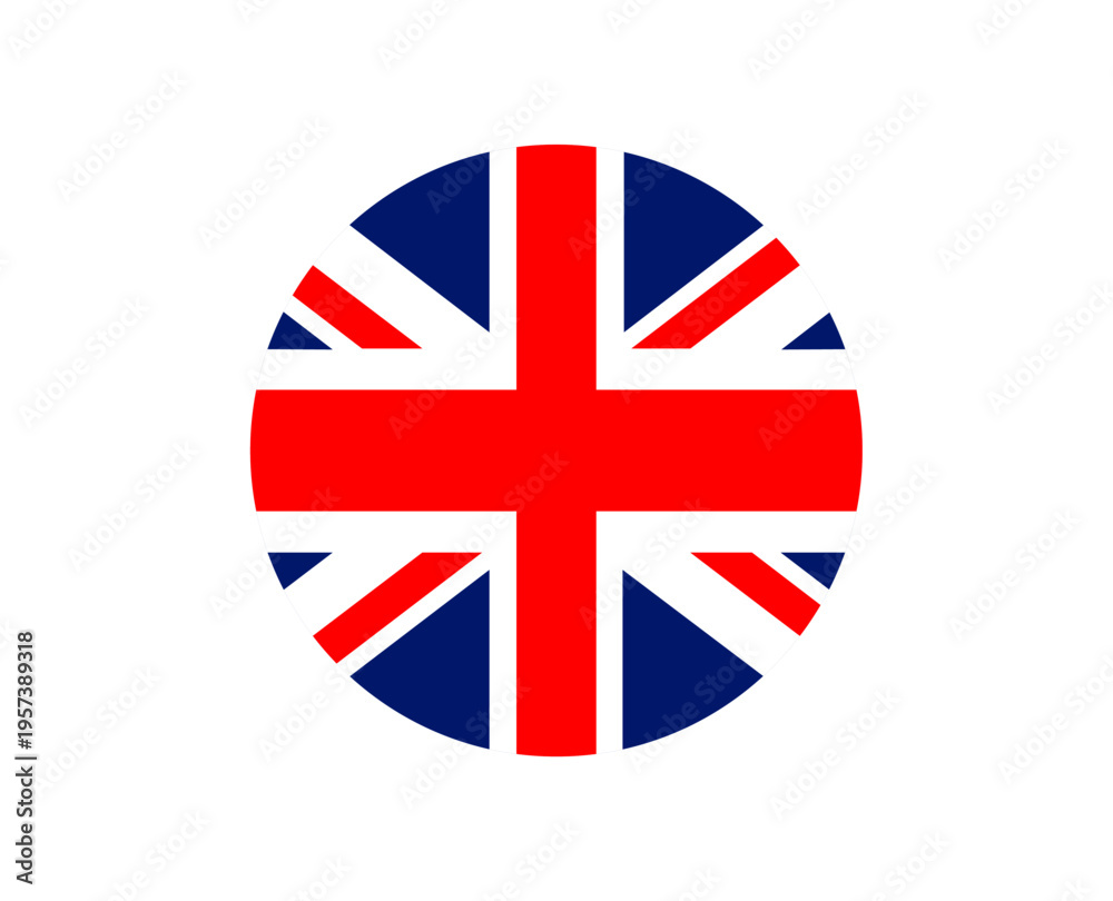 Obraz premium Set of Union Jack flag circle emblem, british national symbol, united kingdom icon, graphic resource with transparent background used for national pride and identity.