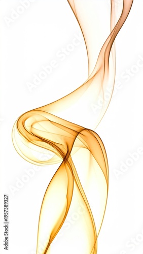 Golden smoke swirls elegantly against a stark white canvas