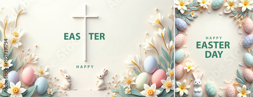Elegant easter day background, Decorative happy easter day background for website, social media template