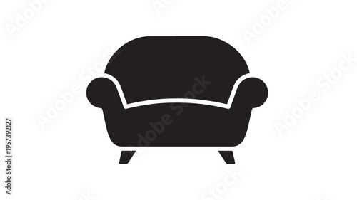 Armchair solid icon with a curved back and rounded arms, minimalist furniture symbol. featuring chair, sofa, seat with interior and home elements for