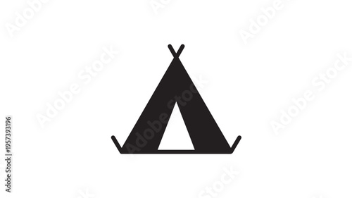 Tent icon with a simple black silhouette design, representing camping and outdoor adventure with a clean graphic style.