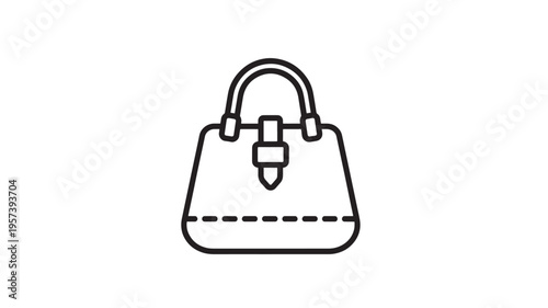 Bag handbag simple outline illustration with rounded corners and a central closure for everyday use.