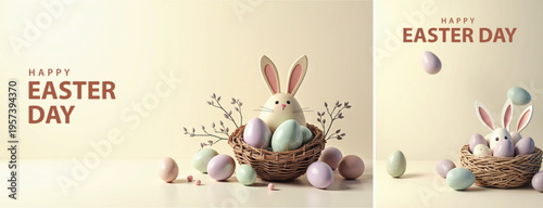 Elegant easter day background, Decorative happy easter day background for website, social media template