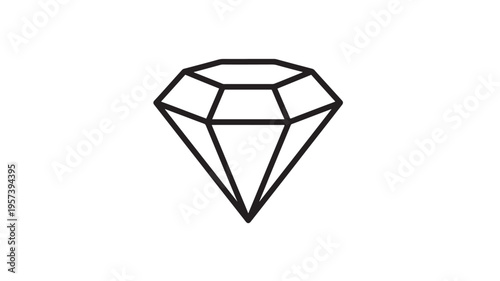 Diamond icon with clean black lines on a white background, symbolizing luxury and preciousness. featuring gemstone, jewel, precious stone with gem