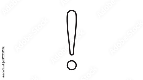 Exclamation mark icon with bold black outline on a white background, symbolizing importance or warning in a minimalist design.