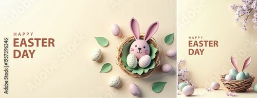 Elegant easter day background, Decorative happy easter day background for website, social media template