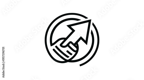 Abstract Handshake Icon with Upward Arrow