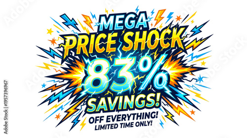 Mega Price Shock Sale with 83% Savings Banner