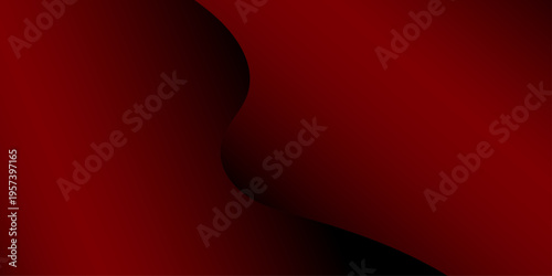レッドブラックグラデーションウェーブ背景 ダークな曲線抽象ベクターデザイン素材 / Red black gradient wave background dark abstract vector