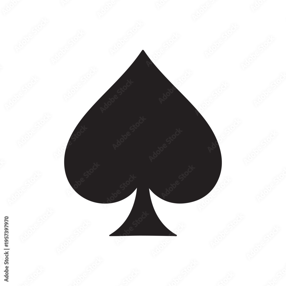 Fototapeta premium Black spade ace silhouette vector illustration on white background