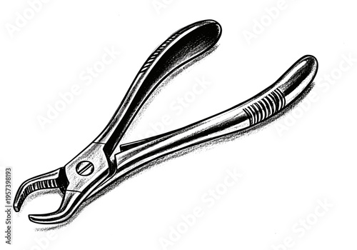 Vintage illustration of dental extraction forceps, a specialized surgical instrument