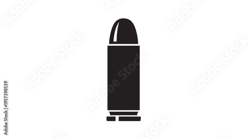 Bullet cartridge icon with a rounded tip and a cylindrical casing, representing ammunition for firearms.