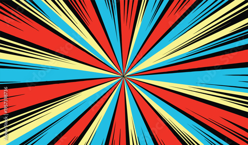 Abstract Radial Burst Background with Red, Blue, and Yellow Lines