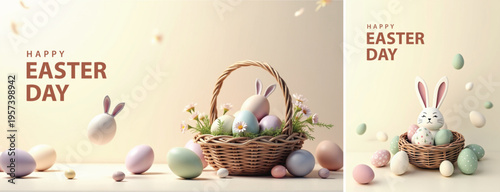 Elegant easter day background, Decorative happy easter day background for website, social media template