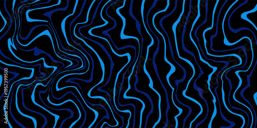 3D Sea Ocean Nautical Depth Topographic Topo Map Banner Background. Curvy Wavy Lines Vector Illustration. Hills, Rivers and Mountains. Geography Concept.