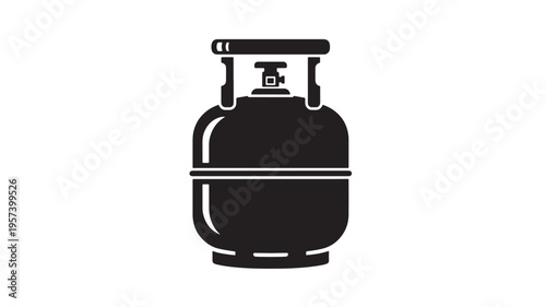 Propane gas cylinder icon with a simple black silhouette and a white background, representing fuel energy and storage.