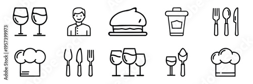 Restaurant and dining icons set