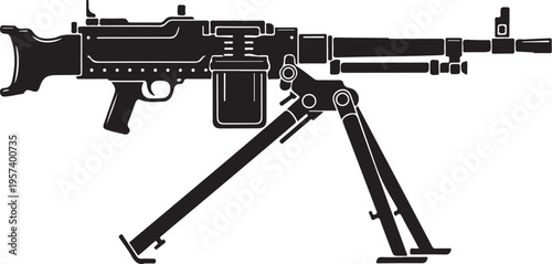 Vector illustration of a machine gun on a tripod