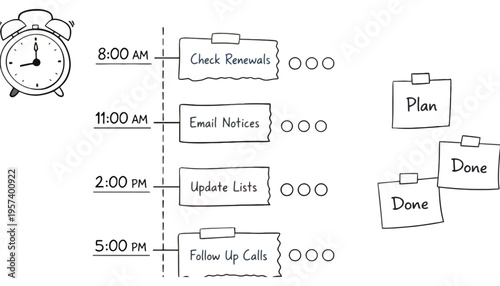 A colorful illustration of subscription renewal reminders with a checklist