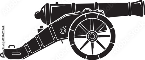 Vector illustration of a black cannon icon