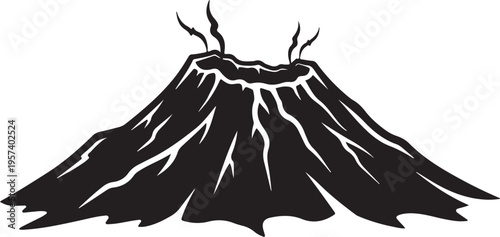 Vector volcano icon, black silhouette