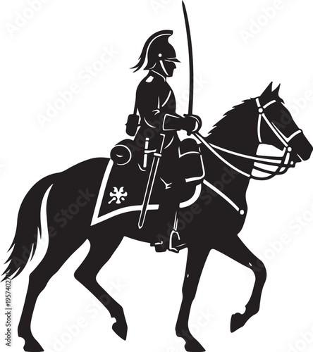 Black silhouette of a medieval knight on horseback vector
