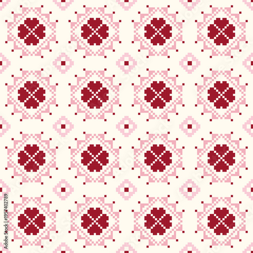 Red Pink Seamless floral Pattern background: Vector Illustration for Fabric, Clothing, wallpaper, tile floor and Motif Design