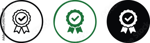 badge certification checkmark ribbon seal symbol approval icon pack
