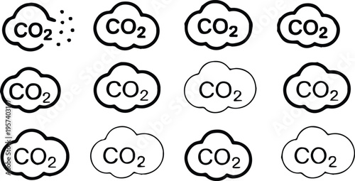 co2 educational vector grid chemistry icon set anomaly finder