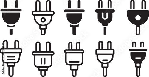 plug glyph pack electrical plug icons for ui and print use