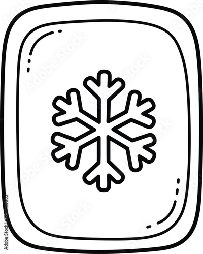 Snowflake icon vector black and white line art winter symbol isolated illustration