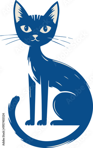 cat logo mark minimal geometric shape sitting pose