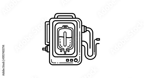 Medical Infusion Pump Icon Line Art Vector Illustration