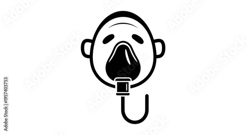 Medical Oxygen Mask Icon: Breathing Aid for Resuscitation and Emergency Care