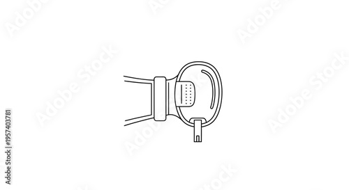 Medical Oxygen Mask Line Art Icon - Breathing Aid and Respiratory Care Symbol