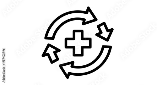 Medical Recycling Symbol with Plus Sign, Healthcare Sustainability Concept