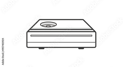 Modern CD Player Device with Circular Top Opening and Tray Slot