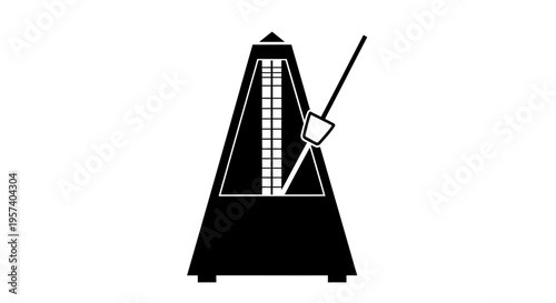 A black and white image of a metronome