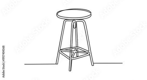 A simple line drawing of a stool with a round seat and four legs