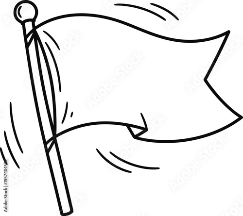 Waving Flag Vector Illustration Black and White Outline for Banner and Design Projects