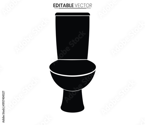 Modern toilet design simple illustration in black against white background silhouette