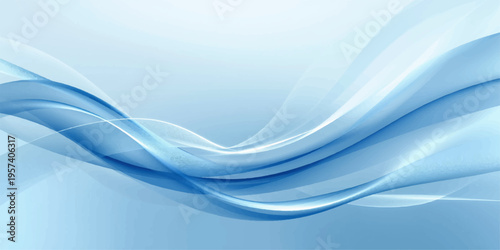 A smooth abstract blue wave background features a flowing digital design with soft light lines and a curved motion pattern for a modern vector wallpaper backdrop.