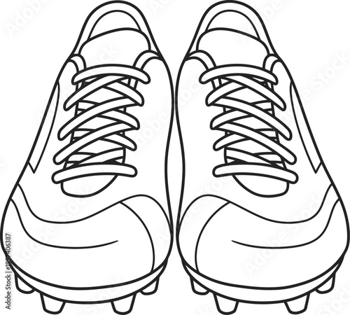 Soccer Cleats Vector Illustration – Black and White Football Shoes Line Art Design