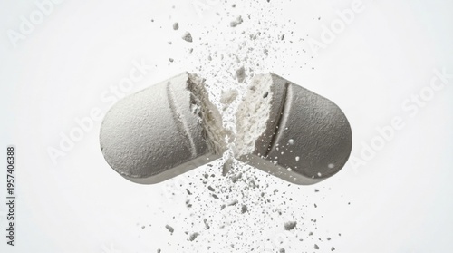 Breaking Pill into Powder - Abstract Medical Breakdown Concept