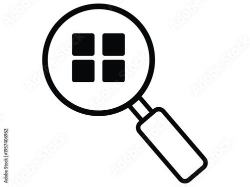 Magnifying glass searching app grid vector illustration