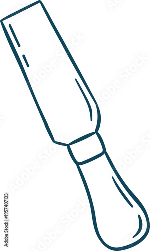 Mediterranean blue line doodle of a classic cheese slicer. Minimalist cutlery icon for kitchenware branding, cheese shop graphics or recipe cards
