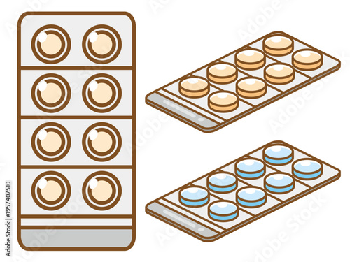錠剤のイラスト素材セット3
