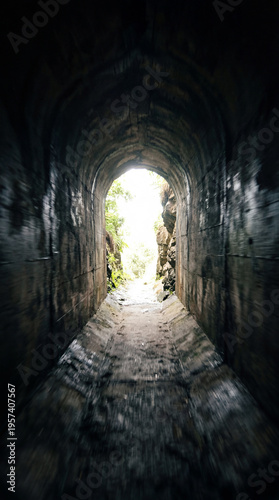 A historic stone tunnel, ba...